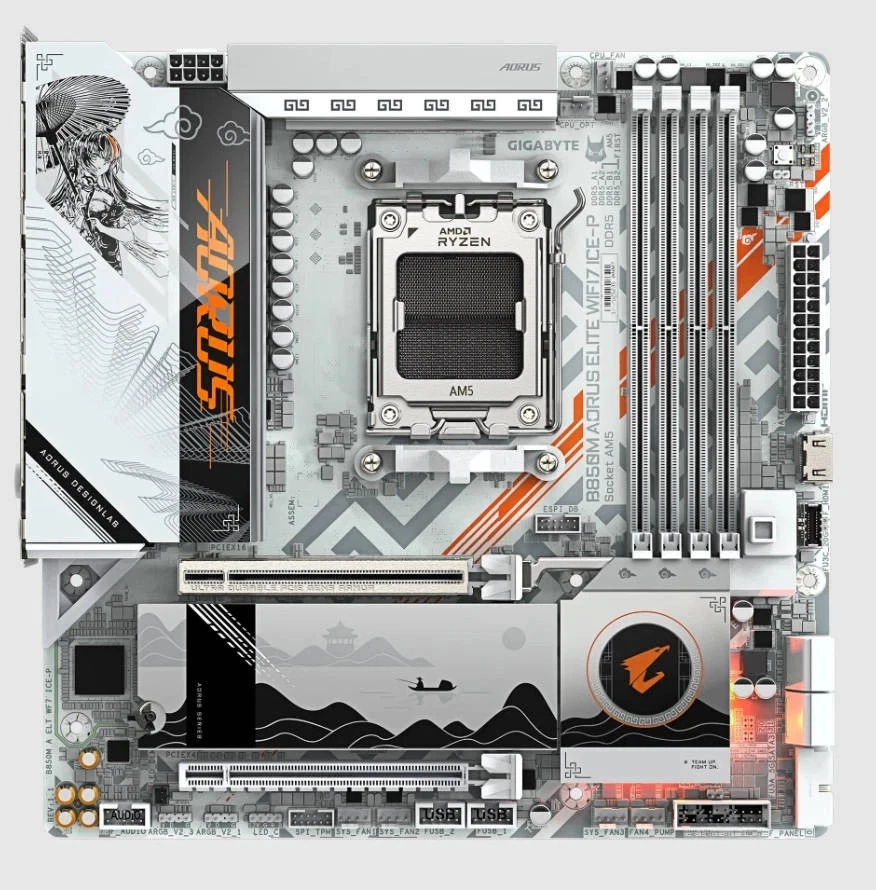 Gigabyte B850M AORUS ELITE WIFI7 ICE-P AM5 AMD Ryzen 9/8/7000 Series Processors - Image 3 of 4
