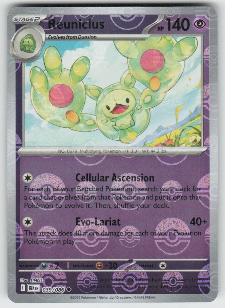 Reuniclus (Poke Ball Pattern) 039/086 Holo Uncommon Black Bolt Pokemon Holo NM