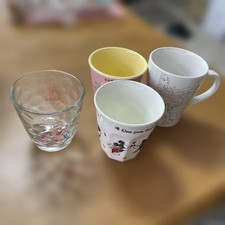 Disney Mickey Minnie Ariel Glass Character Cups Set Used