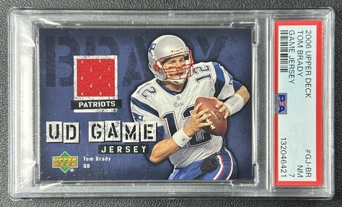 TOM BRADY PSA 7 2006 UPPER DECK #GJ-BR UD GAME-USED GAME JERSEY PATRIOTS