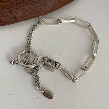 100% Solid 925 Sterling Silver Heart Bracelet Women Men Handmade Vintage Gift