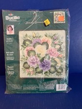 Bucilla Needlepoint Kit Medley of Roses Floral Wool Pillow 4847 14x14