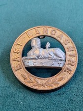 EAST LANCASHIRE REGIMENT VICTORIAN HELMET PLATE CENTER BADGE 4 LOOPS ORIGINAL