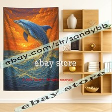 Bold sea wall tapestry marine decor ocean storm 39X59 in
