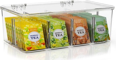Utopia Home Tea Organizer Storage Box Clear