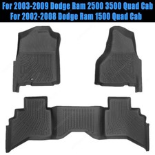 2-row Floor Mats Liners For 2002-2009 Dodge Ram 1500 2500 3500 Quad Cab Tpe 3d