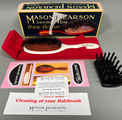Mason Pearson B3 Ivory Pure Bristle & Nylon Brush For Fine Hair London England