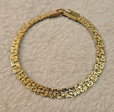 Gold Tone Nugget Texture Vintage Bracelet