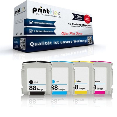 4x Alternative Tintenpatronen für HP 88 XL OfficeJet Pro L7700 L7755 L7760 L7818