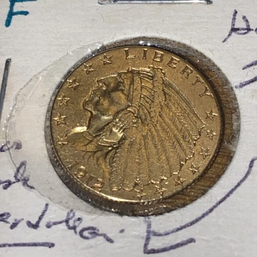 1912 Indian Head $2.5 Quarter Eagle Gold Coin