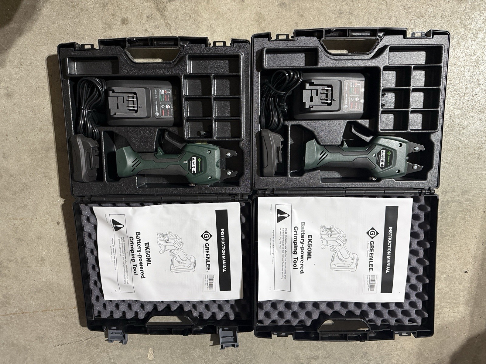 Greenlee EK50ML Battery-Powered Crimping Tool Kit w/ Carrying Case QTY 2