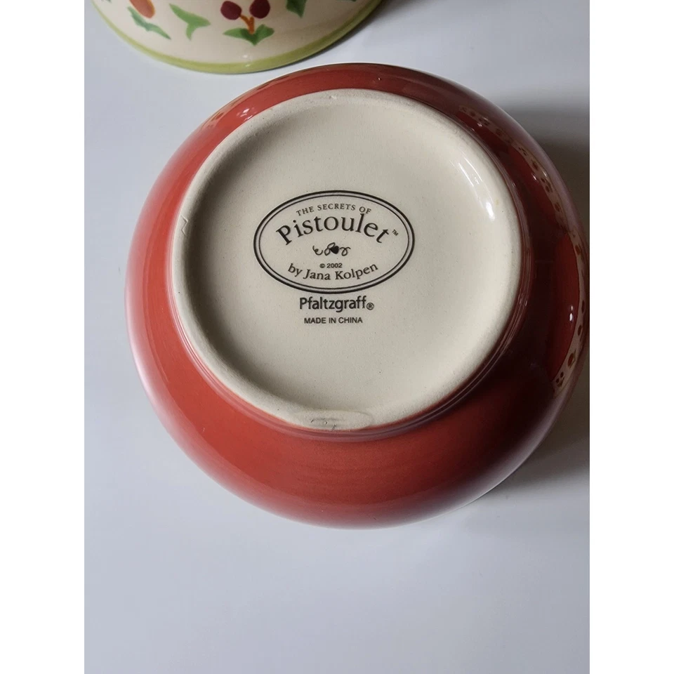 PFALZGRAFF PISTOULET Verde Rojo China 4" Pequeño Lindo Cuenco de Postre - Juego de 6 Foto 4 de 4