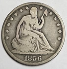 1856 O New Orleans Mint Seated Liberty Half Dollar 50c 90% Silver Coin d465