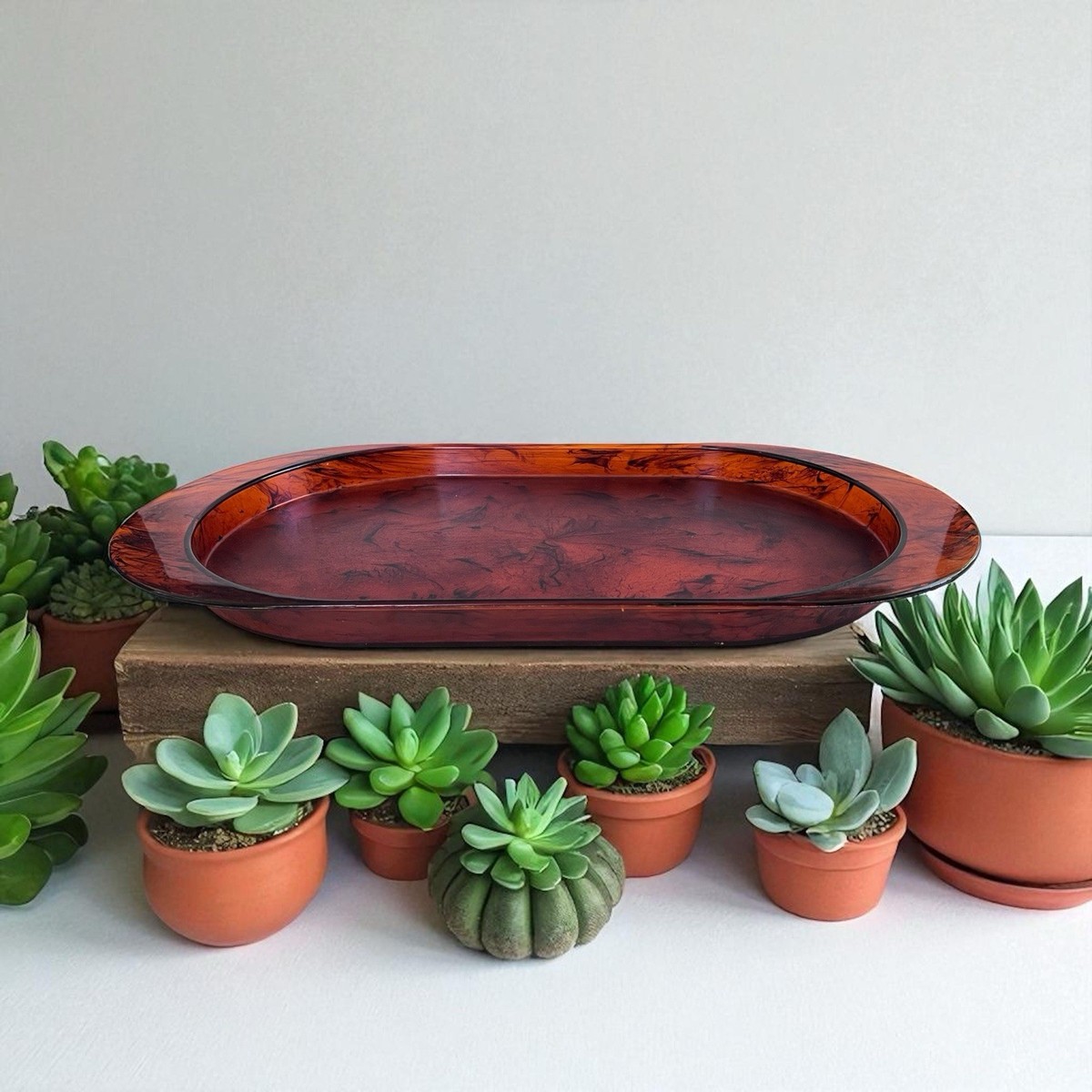 Vintage (1970s) Guzzini (Italy) Serving Tray Made of Faux Tortoise