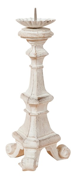 Biscottini Holz Kerzenhalter Weiß Antik 13X13X29 Cm Shabby Chic-image