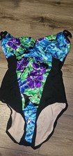 Vintage 90s The Slimsuit Floral One Piece Swimsuit Tummy Control High Cut Retro