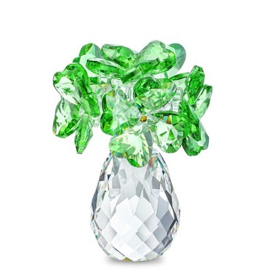 H&D HYALINE & DORA Crystal Flower Four-Leaf Clover Figurine Green 