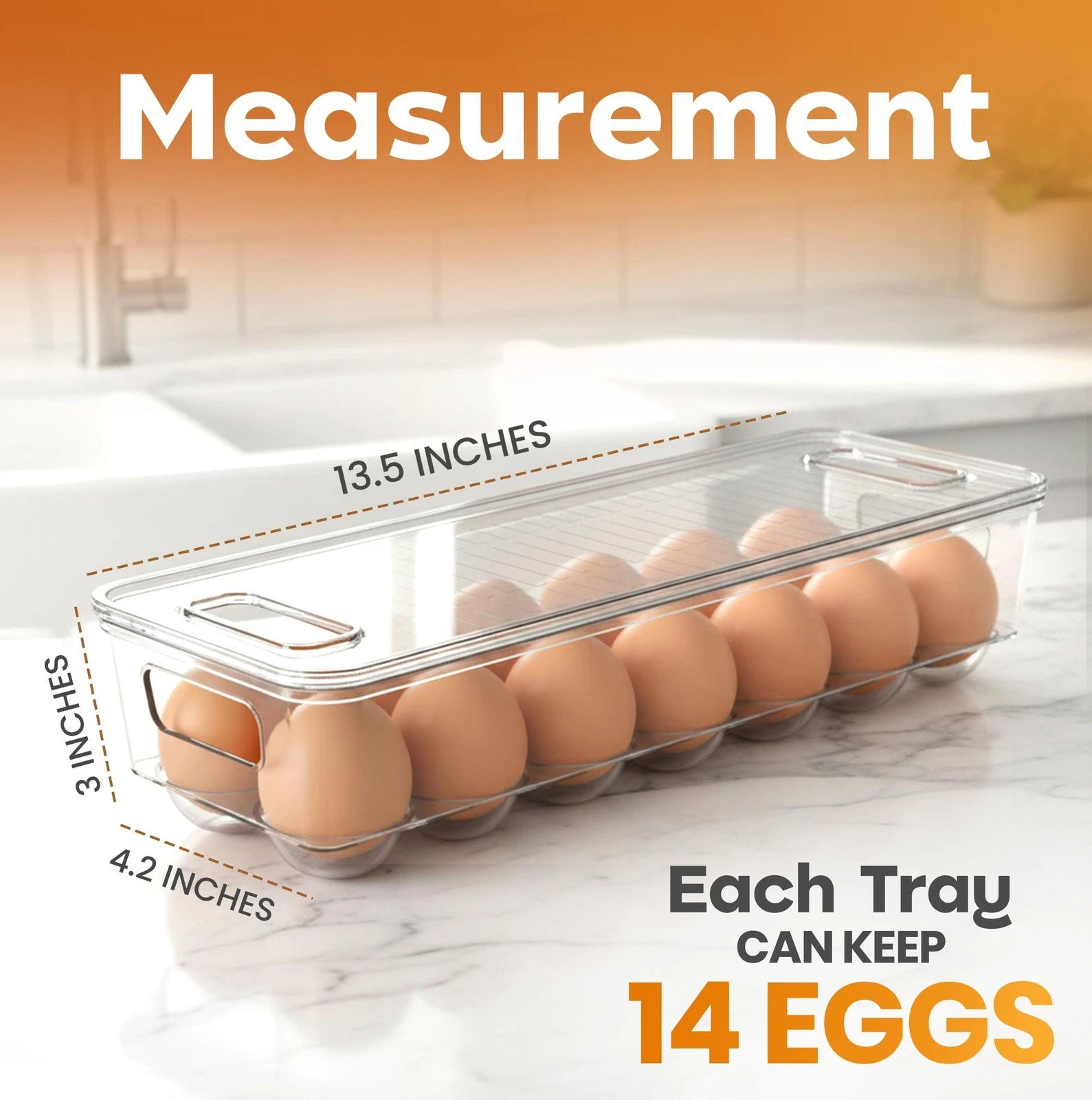 Utopia Home Egg Container With Lid and Handle for Refrigerator - Pack of 4 -...
