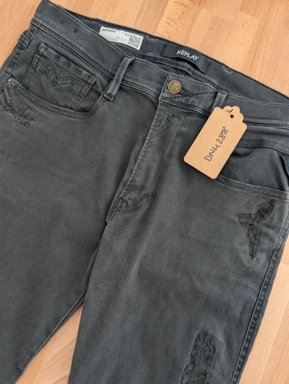 Women's Replay Bronny Jeans black slim skinny Hyperflex. 34W 29L. DN4288