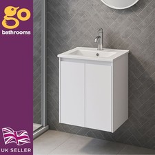 500mm Wall Hung Matt White Vanity Unit & Basin Set with Chrome Tap & Trap