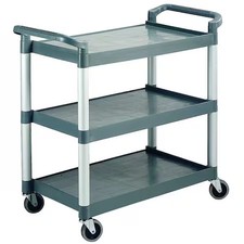 Dual-Handle Utility Cart With Lipped Plastic Shelves, Poly Materials, 265 Lb