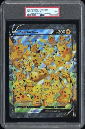 2021 Pokemon Celebrations Collection SWSH Pikachu V-Union Jumbo Promo PSA 9