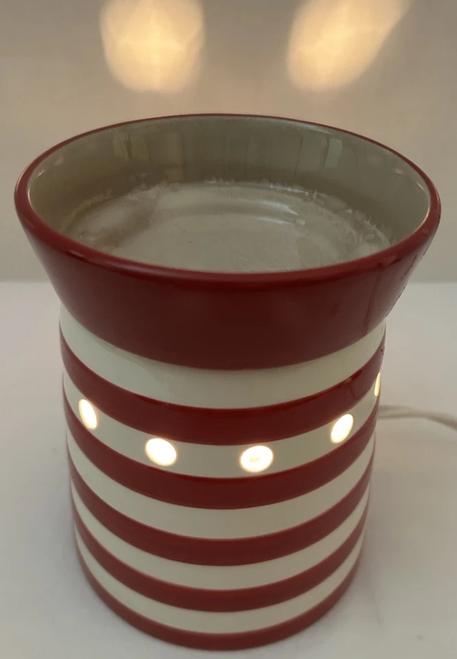 Calentador de cera Scentsy Candy Shoppe rojo blanco caña rayas 2009 Navidad Foto 3 de 4