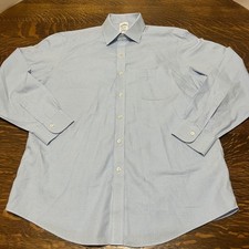 Brooks Brothers Dress Shirt Mens 16-33 Blue Gingham Regent Fit Non-Iron Cotton