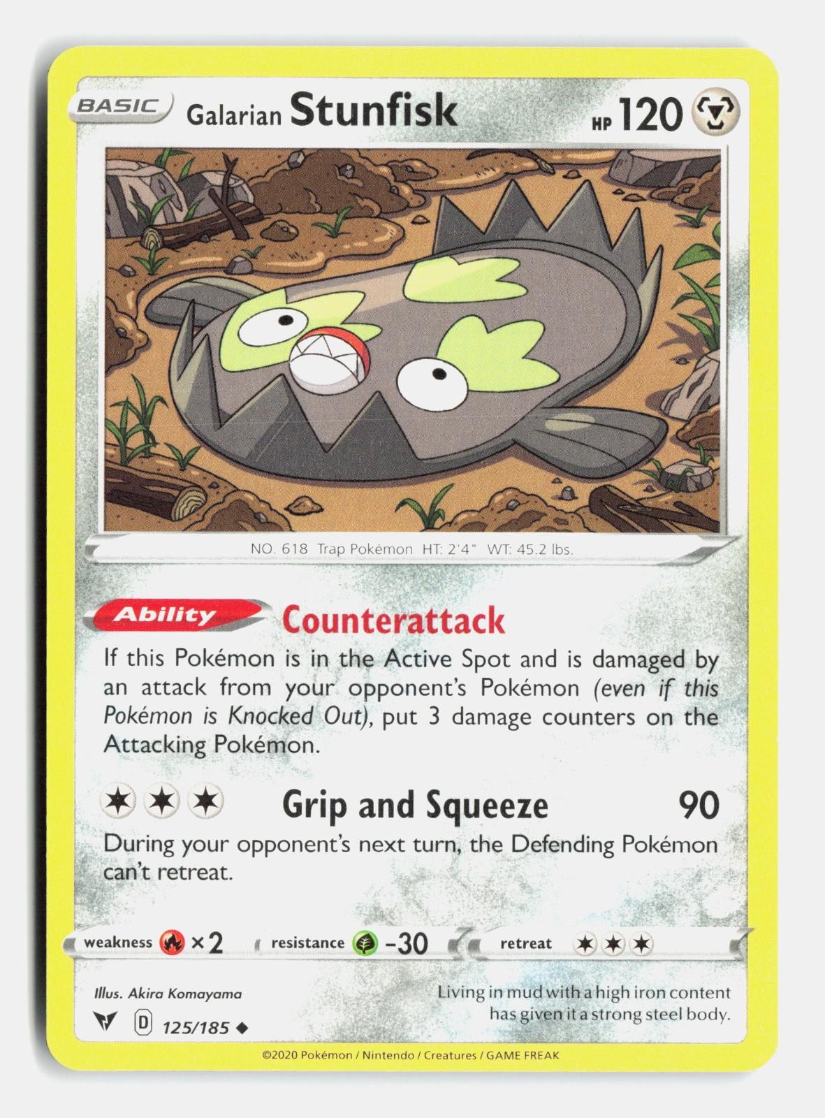 Galarian Stunfisk 125/185 Uncommon Vivid Voltage Near Mint