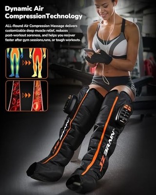 JZBRAIN FULL LEG AIR COMPRESSION RECOVERY BOOTS SYSTEM FE-7400 - BLACK