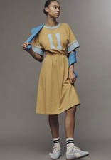 Anthropologie Sundry Rugby Midi Dress NWT Size XS Gold Hour Sporty Casual Chic