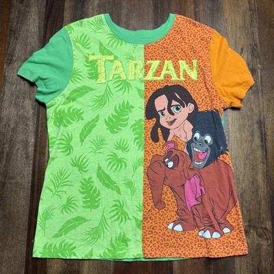 Disney Tarzan Shirt Womens Medium Colorblock Terk Tantor Graphic Jungle Tee