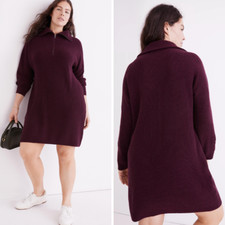 NEW Madewell Ribbed Half-Zip Sweater Dress, M