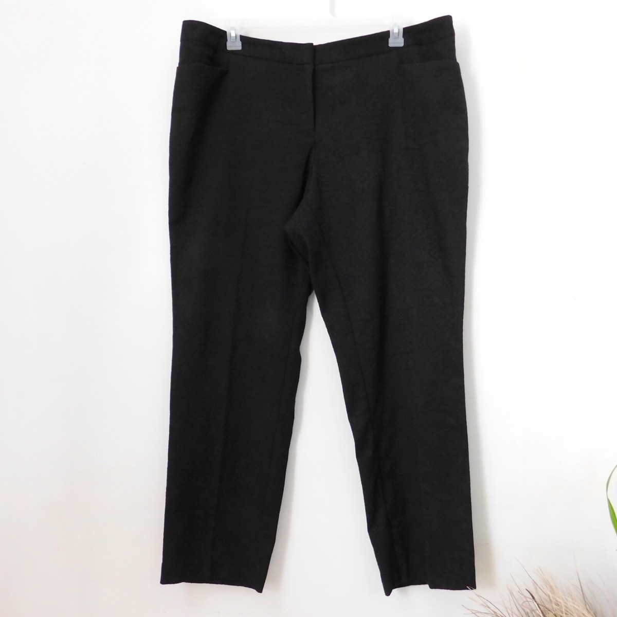 ROZ & ALI Pants Dress Slacks Straight Leg Black Textured Lace