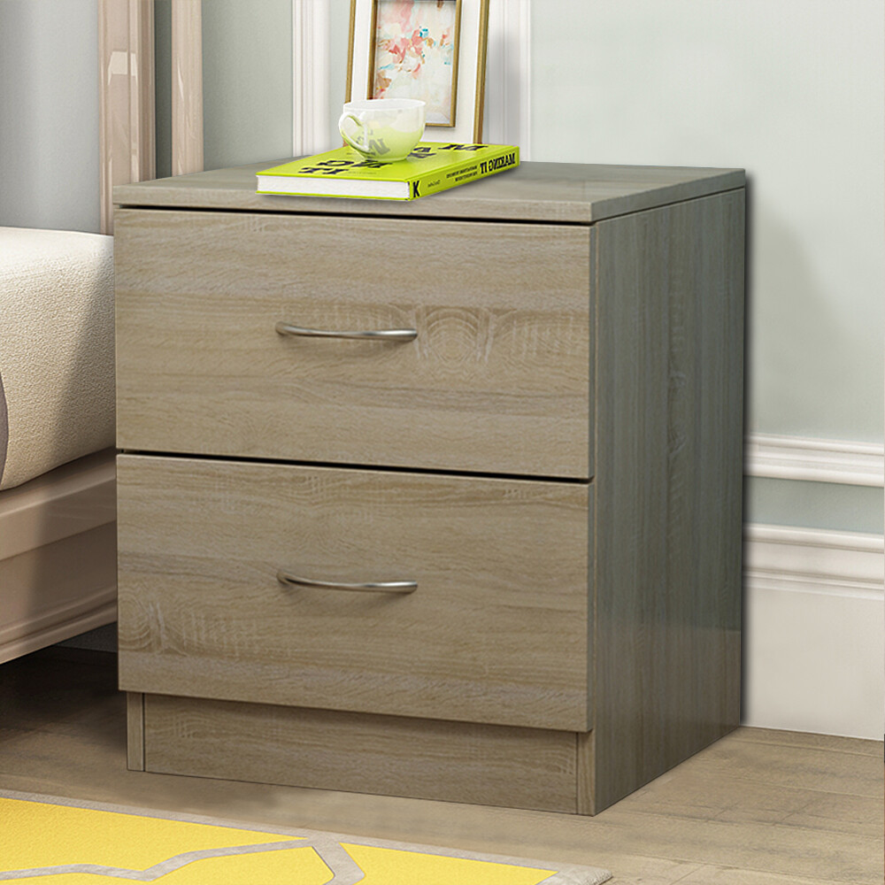 Chest of Drawers 2 Drawer Bedroom Storage Nightstand Bedside Table Cabinet Oak