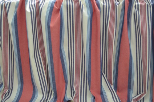30 + yards available/ WOVEN VARIEGATED TICKING STRIPE COTTON/ Red, white & blue - Picture 6 of 7