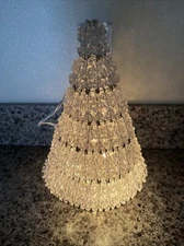 Vtg Safety Pins Clear Beaded Christmas Tree Handmade Christmas (B)