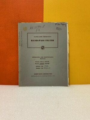 Krohn-Hite Ultra-Low Freq. Band-Pass Filter Model 330-M Ops/Maintenance Manual