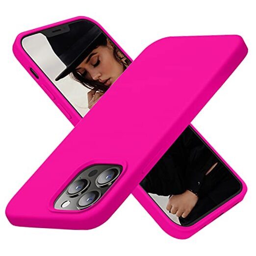 Designed for iPhone 13 Pro Max Case, Silicone Ultra Slim Shockproof Hot Pink