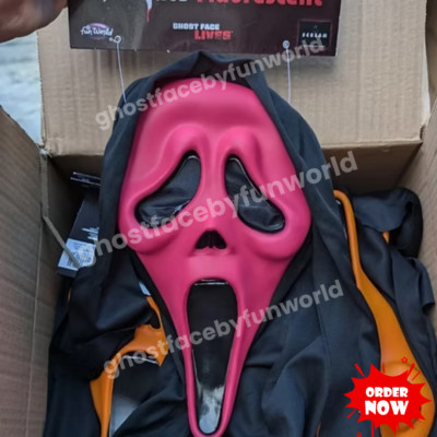 Hot Pink Fluorescent Ghost Face Mask - EU - Fun World Scream