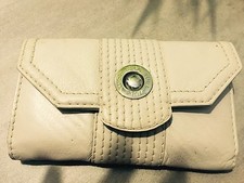 Super Ladies Genuine Leather Clutch Wallet Card Holder In Cream