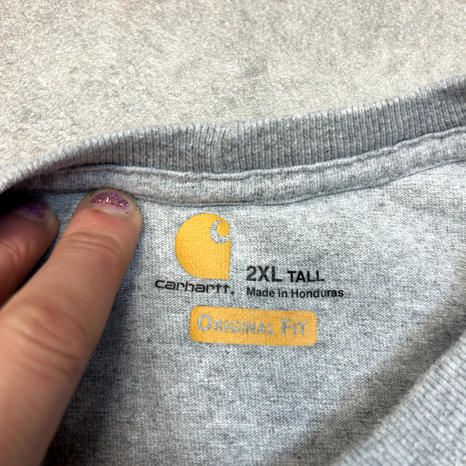 Carhartt T-Shirt Mens 2XL Original Fit Short Sleeve Pocket Workwear Tee, Grey image 7