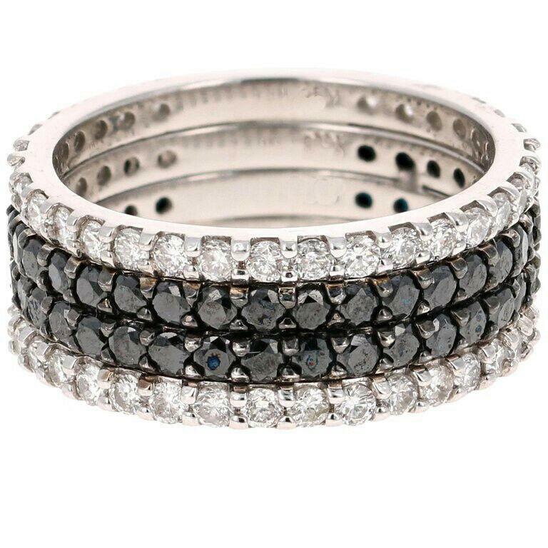 4ct Simulated Black Diamond Eternity Band in 14k White Gold Plated