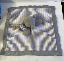 Circo Gray White Stripe Elephant Satin Trim Baby Security Blanket Lovie Lovey