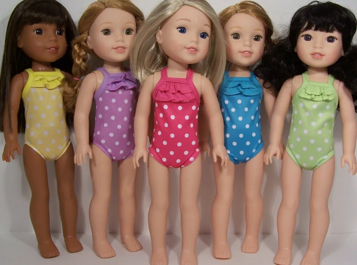 Menos Lengua macarrónica longitud 5 Colors Swimsuits Doll Clothes For 14&#034; American Girl Wellie Wishers  (Debs*) | eBay