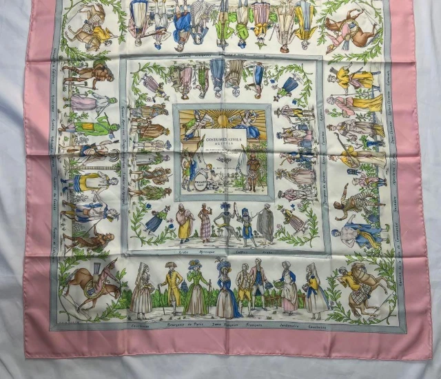 HERMES Carre 90 костюмы ГРАЖДАНСКИЕ ДЕЙСТВИЯ шелковый шарф розовый Японии [б/у] - Изображение 2 из 4