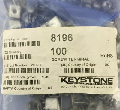 Keystone 36-8196-ND Pin Screw Terminal Power Tap 10-32 Through Hole 100pcs