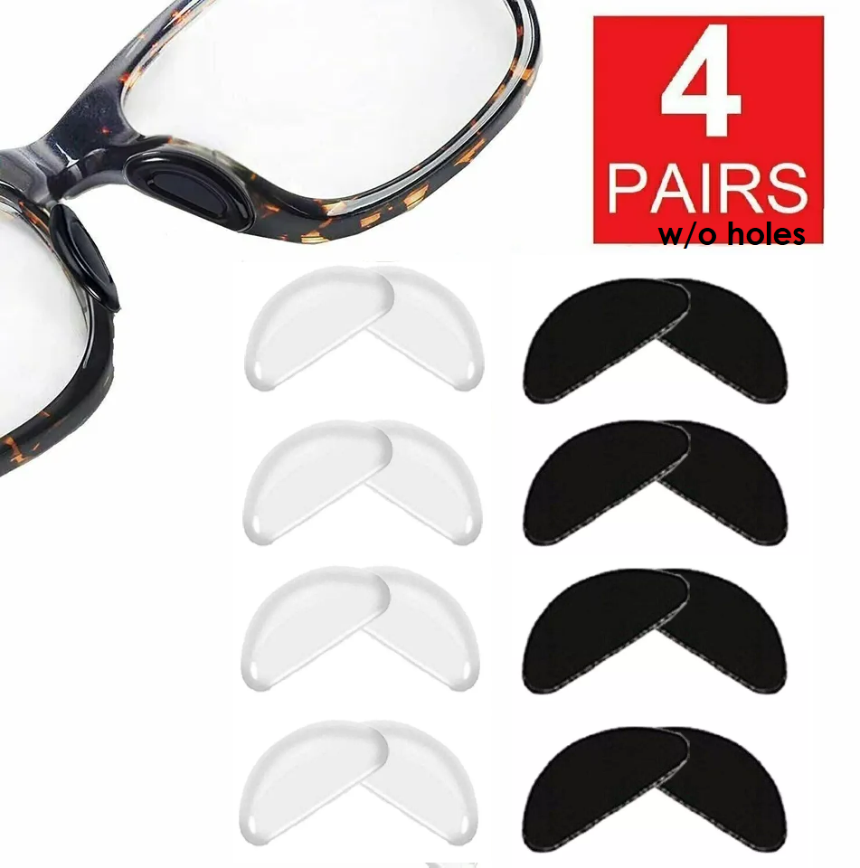 4 Pairs Anti-Slip silicone Stick On Nose Pads For Eyeglasses Sunglasses Glasses