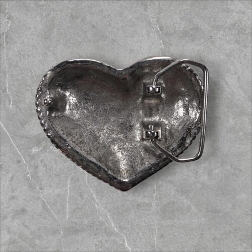 Fibbia per cintura intercambiabile in metallo a forma di cuore tono argento donna stile biker - Foto 2 di 5