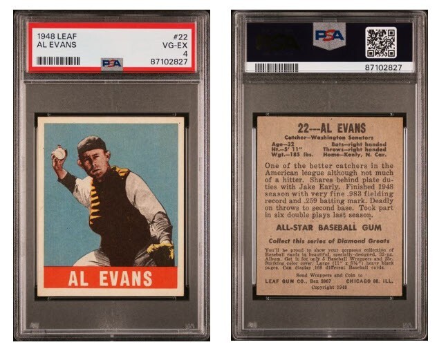 1948 Leaf Al Evans #22 PSA 4 VG EX